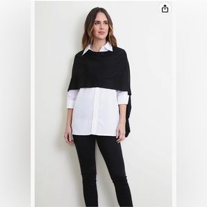 Simply Noelle Bordeaux Button Wrap Cape Shawl Scarf Black